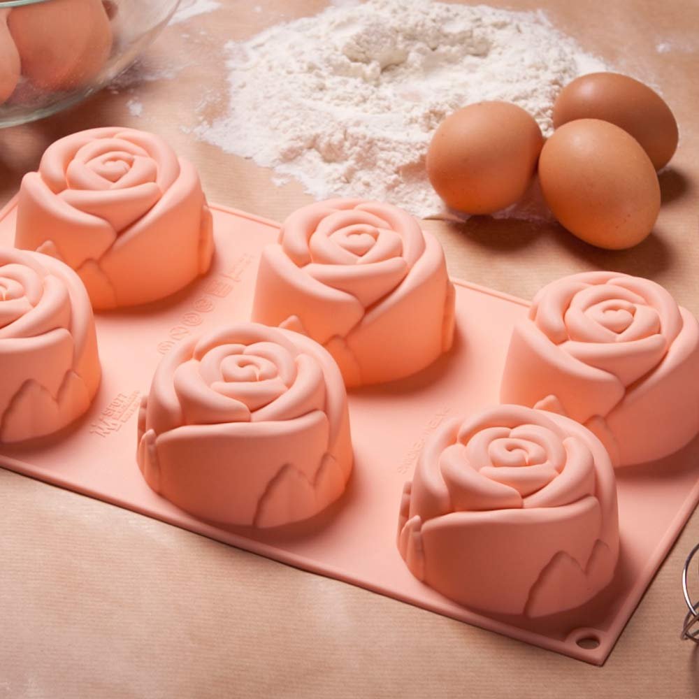 Silikomart Professional Silicone Rose Mold, 6 Cavities 1 Each 